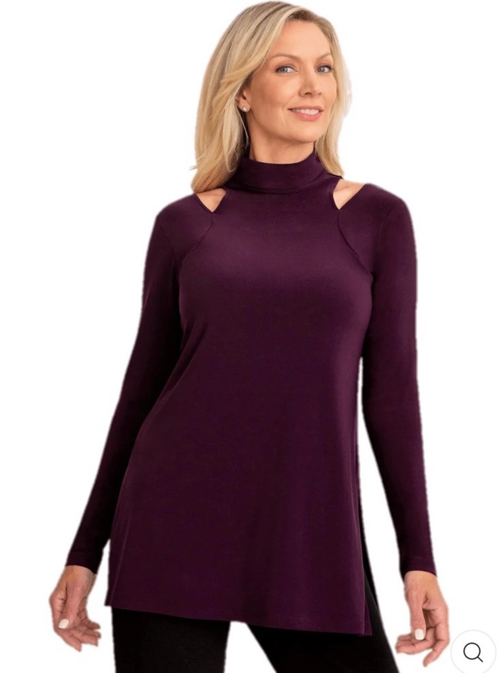NWT SYMPLI Plum Long Sleeve Slice It Tunic